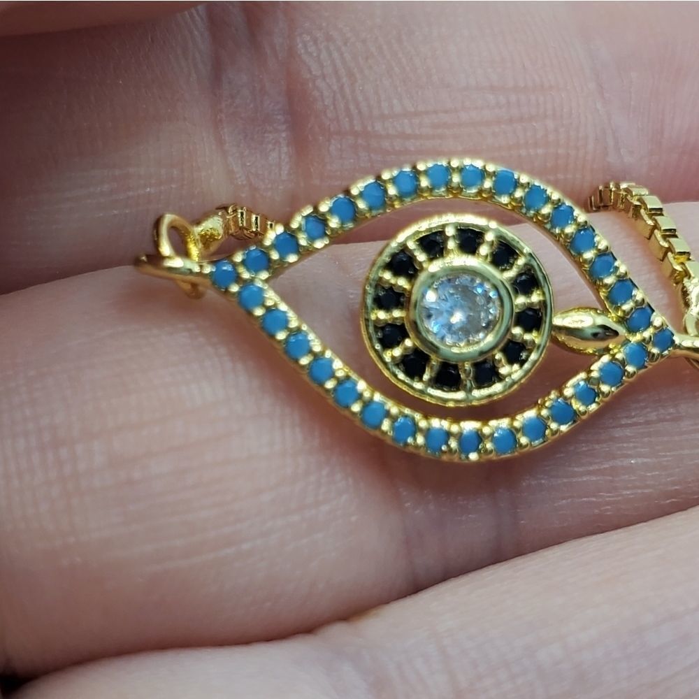 Hand Crafted Evil Eye Adjustable Slider Bracelet - Picture 9 of 14
